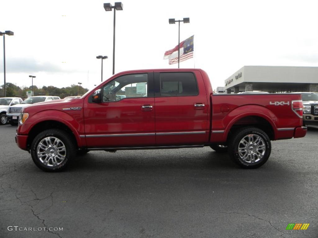 2010 F150 Platinum SuperCrew 4x4 - Red Candy Metallic / Sienna Brown Leather/Black photo #5