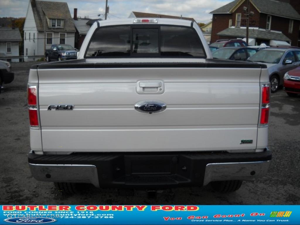 2010 F150 Lariat SuperCab 4x4 - White Platinum Metallic Tri Coat / Tan photo #4