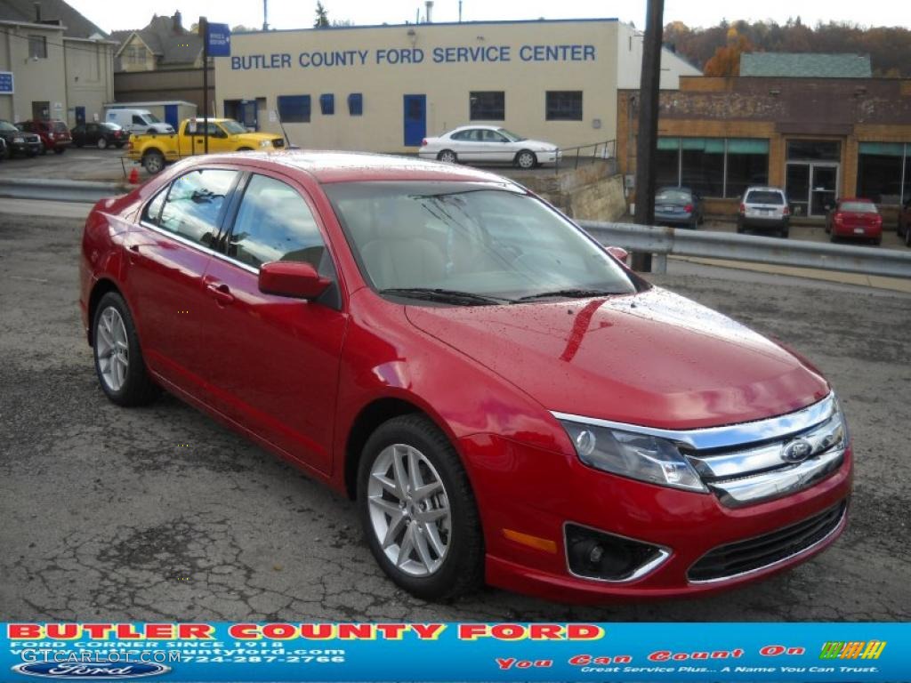2011 Fusion SEL - Red Candy Metallic / Camel photo #1