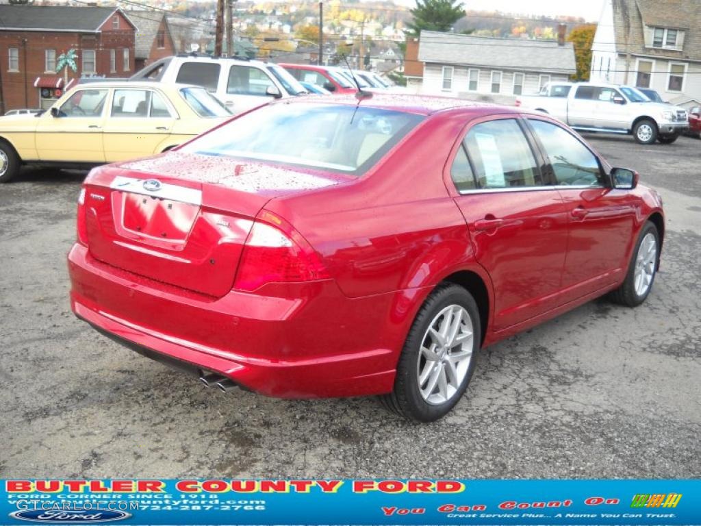 2011 Fusion SEL - Red Candy Metallic / Camel photo #3