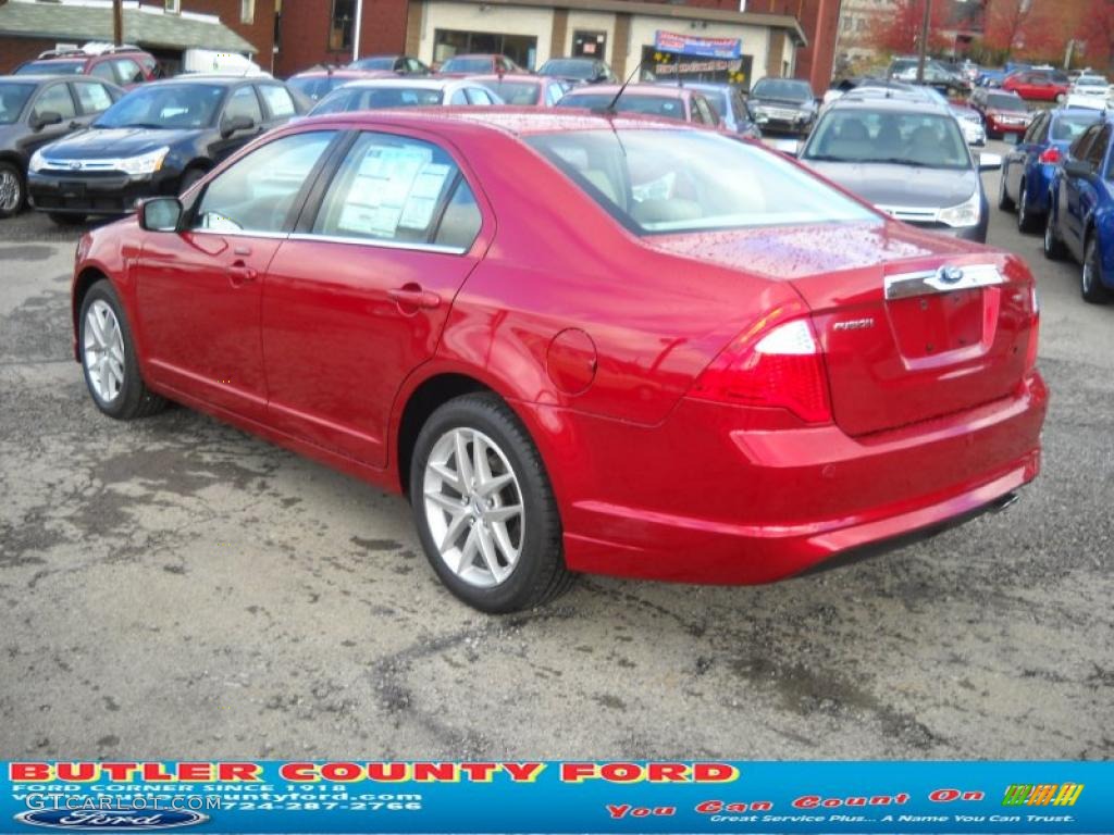 2011 Fusion SEL - Red Candy Metallic / Camel photo #5