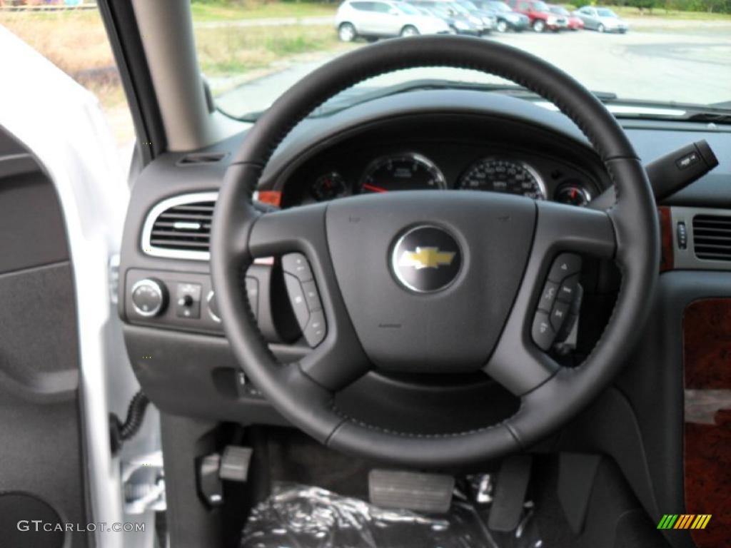 2011 Chevrolet Silverado 2500HD LTZ Extended Cab 4x4 Ebony Steering Wheel Photo #38825400