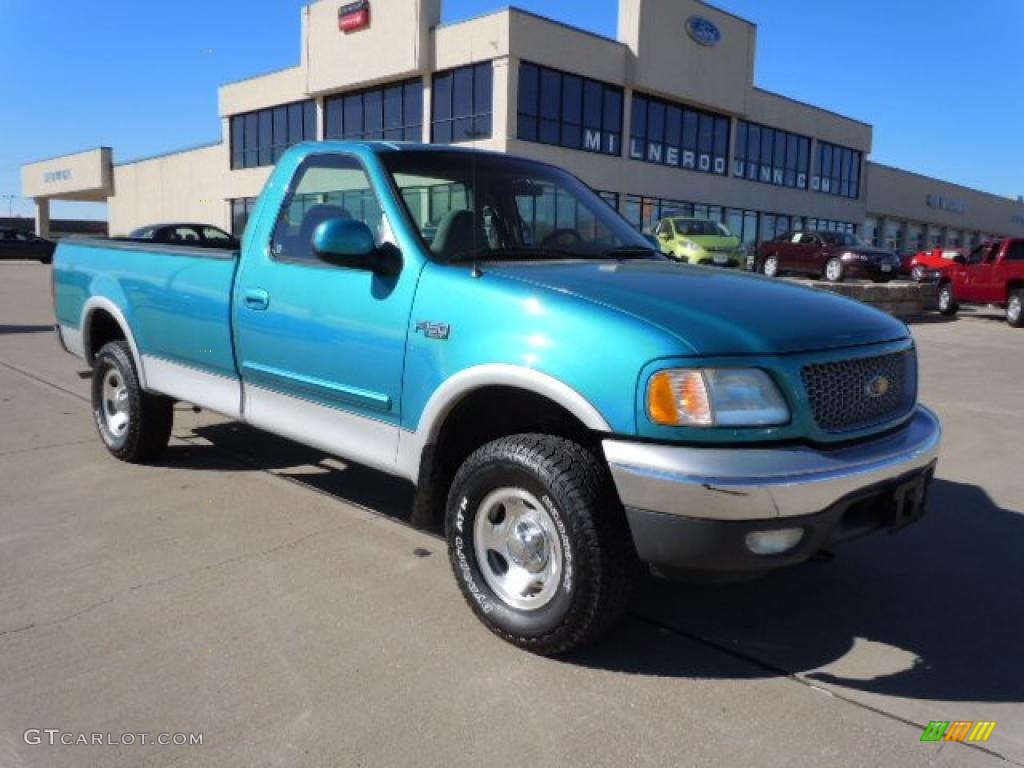 1999 F150 XLT Regular Cab 4x4 - Island Blue Metallic / Medium Graphite photo #1