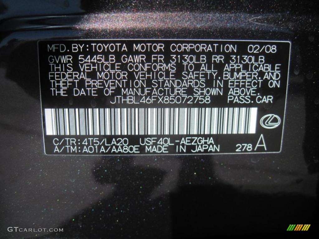 2008 Lexus LS 460 Info Tag Photo #38828576