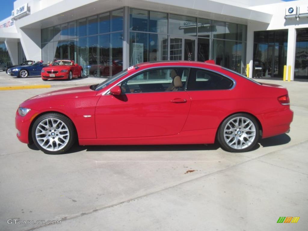 2008 3 Series 328i Coupe - Crimson Red / Saddle Brown/Black photo #3