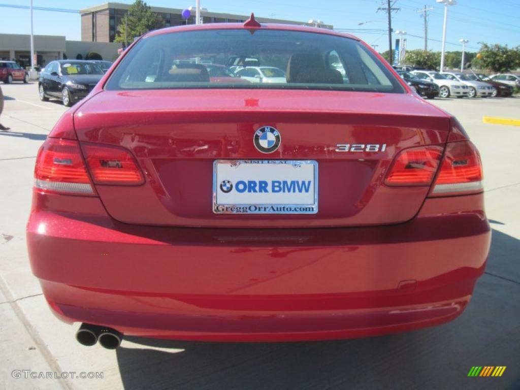2008 3 Series 328i Coupe - Crimson Red / Saddle Brown/Black photo #6
