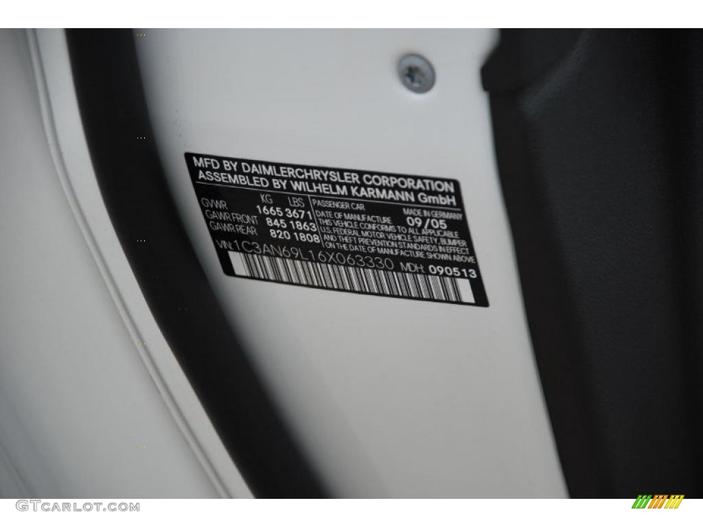 2006 Chrysler Crossfire Limited Coupe Info Tag Photo #38830448