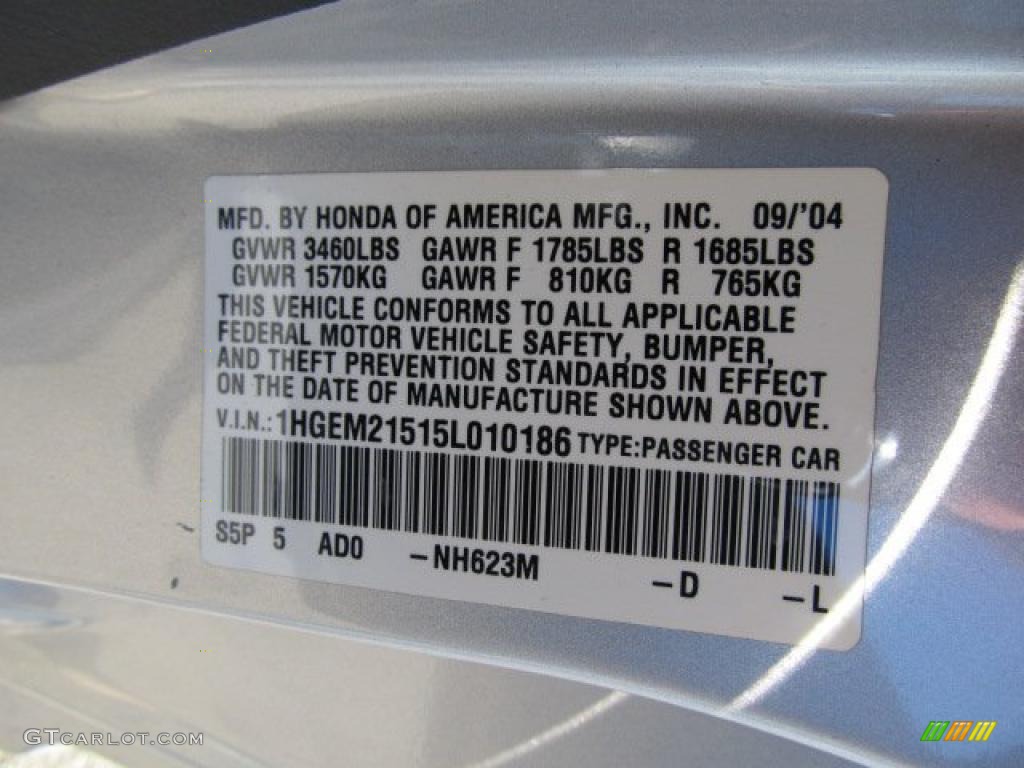 2005 Civic Color Code NH623M for Satin Silver Metallic Photo #38836064