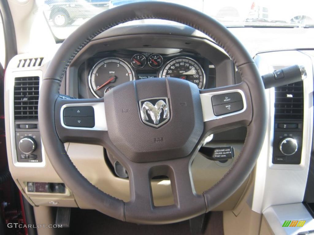 2011 Dodge Ram 2500 HD SLT Mega Cab 4x4 Light Pebble Beige/Bark Brown Steering Wheel Photo #38840900