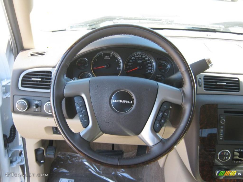 2011 GMC Sierra 3500HD Denali Crew Cab 4x4 Dually Cocoa/Light Cashmere Steering Wheel Photo #38842888