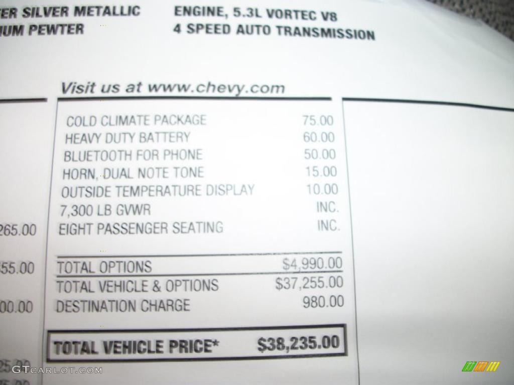 2011 Chevrolet Express LT 1500 Passenger Van Window Sticker Photo #38852076