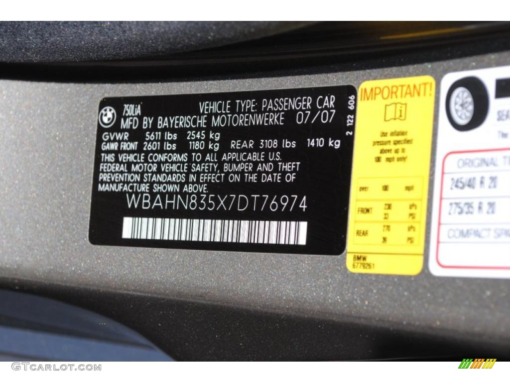 2007 7 Series 750Li Sedan - Sterling Grey Metallic / Black photo #14