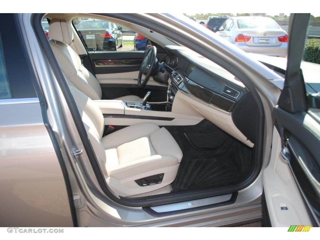 Oyster/Black Nappa Leather Interior 2010 BMW 7 Series 750Li Sedan Photo #38855604