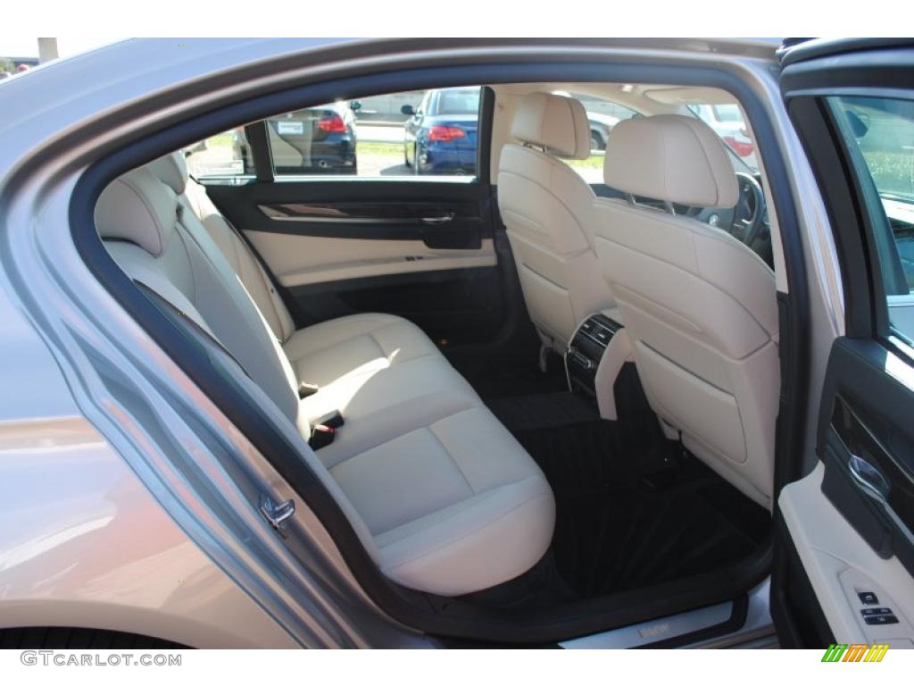 Oyster/Black Nappa Leather Interior 2010 BMW 7 Series 750Li Sedan Photo #38855624