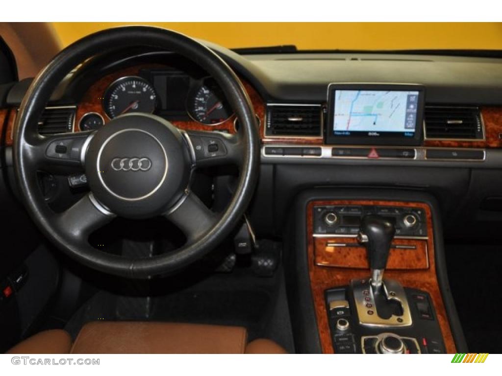 2005 Audi A8 L 4.2 quattro Black/Amaretto Dashboard Photo #38860316