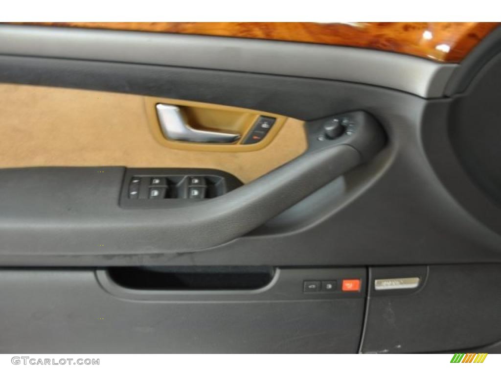 2005 Audi A8 L 4.2 quattro Black/Amaretto Door Panel Photo #38860384