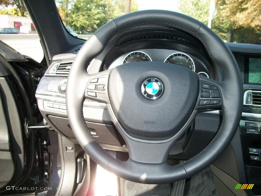 2010 BMW 7 Series 750Li Sedan Black Nappa Leather Steering Wheel Photo #38861096