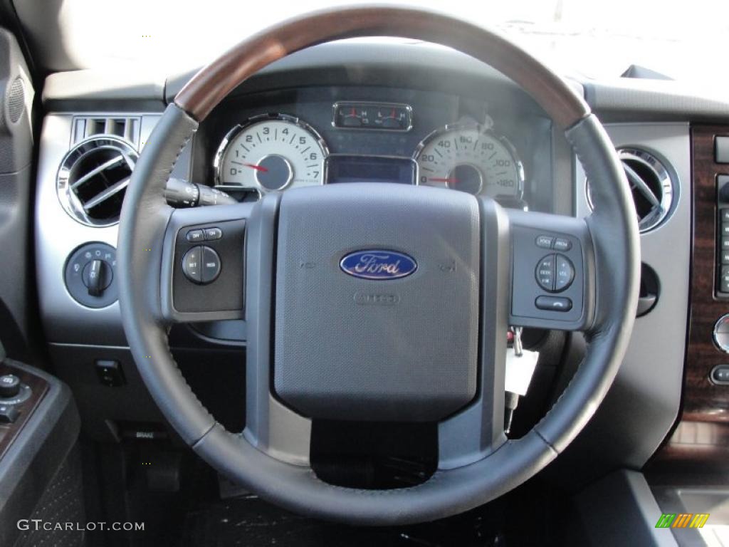 2010 Ford Expedition EL Limited Charcoal Black Steering Wheel Photo #38865432