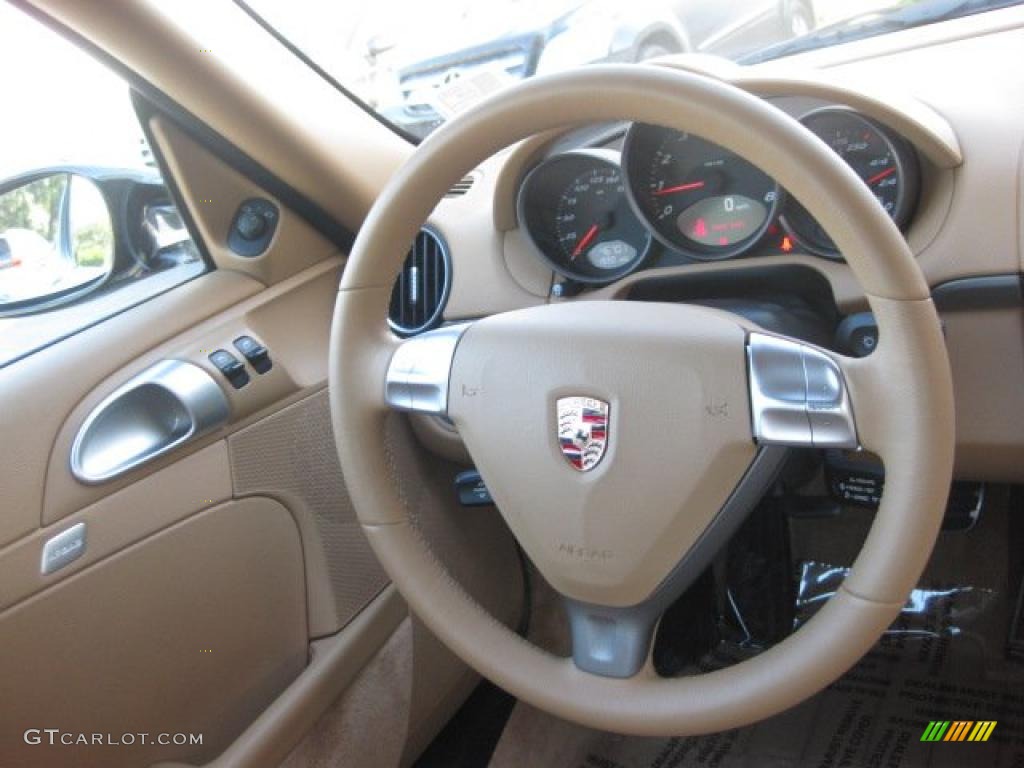 2008 Porsche Cayman Standard Cayman Model Sand Beige Steering Wheel Photo #38867356