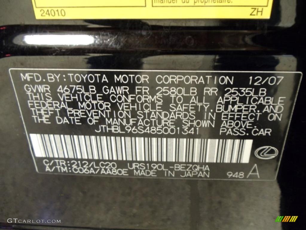 2008 GS Color Code 212 for Obsidian Black Photo #38875320