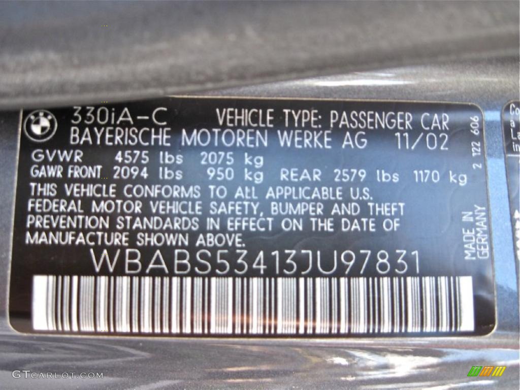 2003 3 Series 330i Convertible - Steel Grey Metallic / Grey photo #57