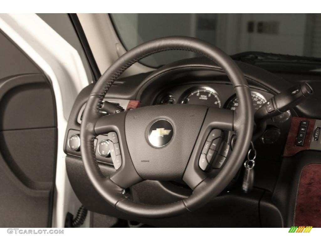 2011 Chevrolet Silverado 3500HD LTZ Crew Cab 4x4 Ebony Steering Wheel Photo #38884921