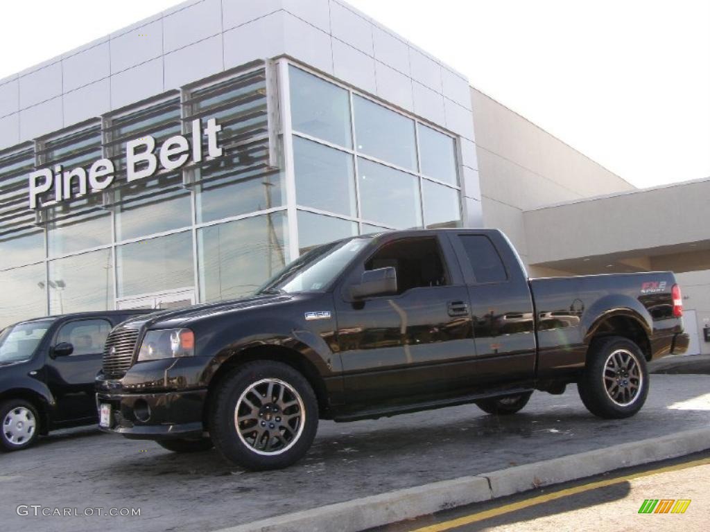 2008 F150 FX2 Sport SuperCab - Black / Black/Red Sport photo #1