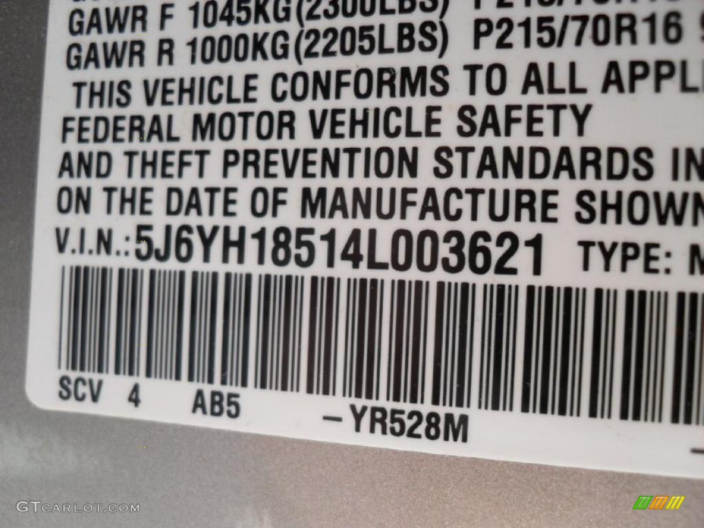 2004 Element Color Code YR528M for Shoreline Mist Metallic Photo #38888442