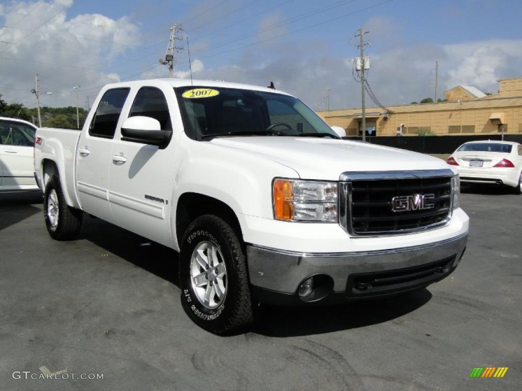 Summit White 2007 GMC Sierra 1500 SLT Crew Cab 4x4 Exterior Photo #38892026