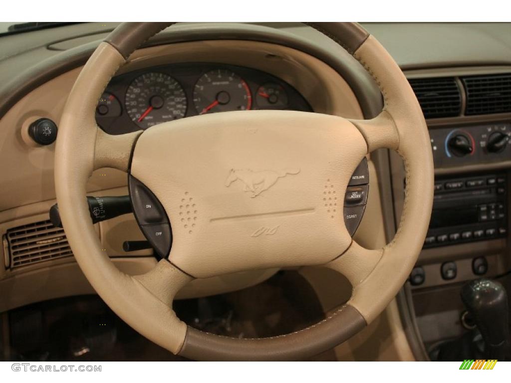 2003 Ford Mustang GT Convertible Medium Parchment Steering Wheel Photo #38897618