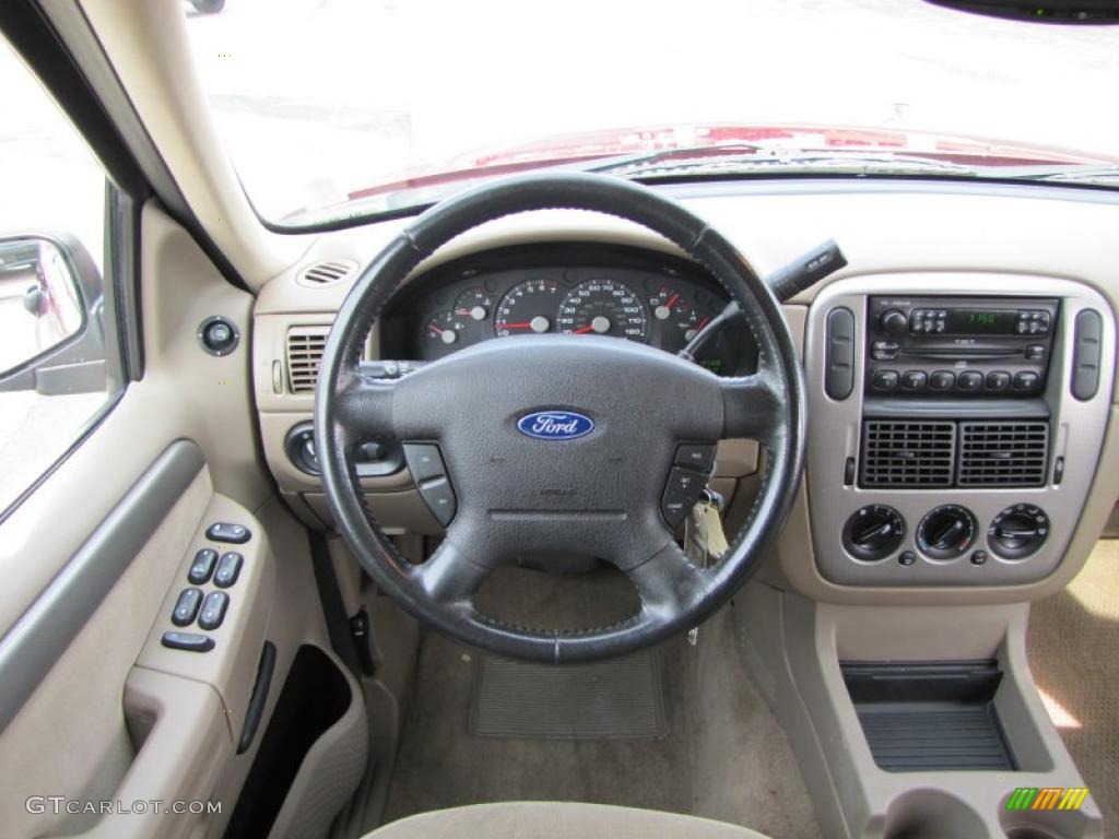2004 Ford Explorer XLT Medium Parchment Steering Wheel Photo #38899390
