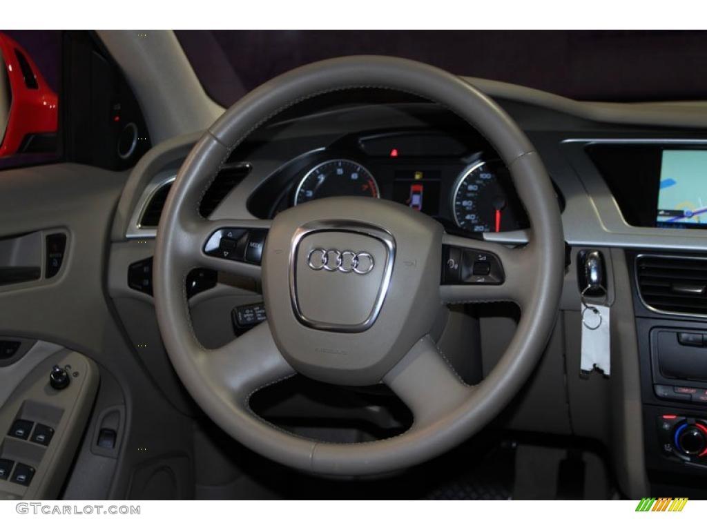 2009 Audi A4 3.2 quattro Sedan Cardamom Beige Steering Wheel Photo #38900762