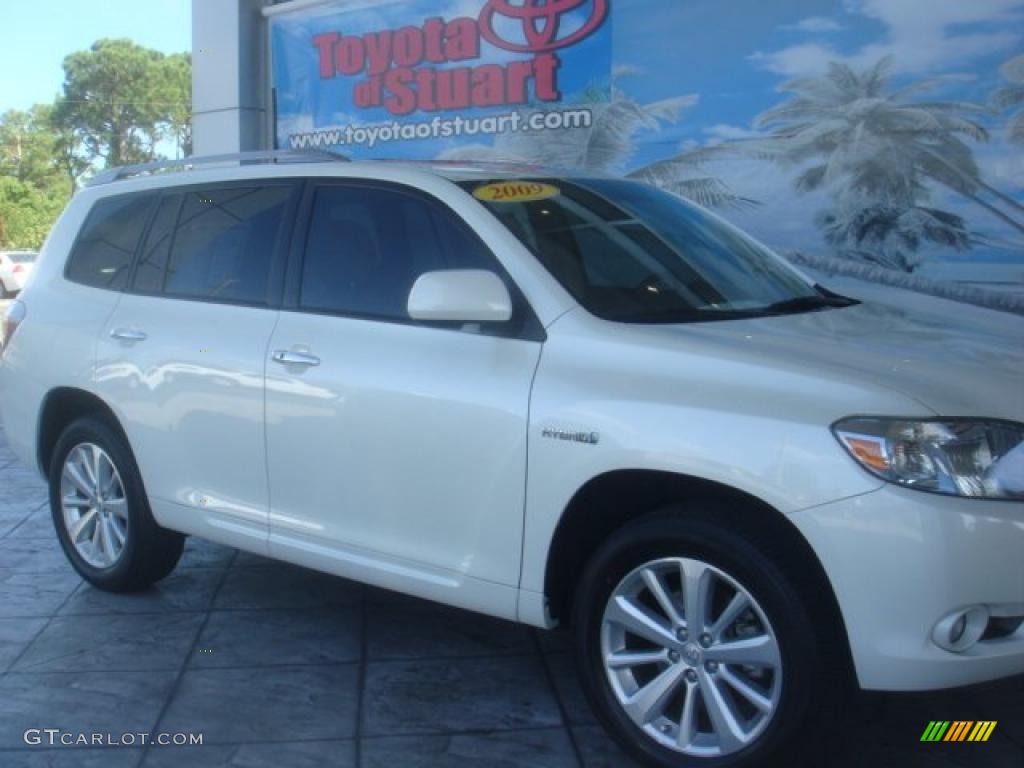 2009 Highlander Hybrid Limited 4WD - Blizzard White Pearl / Sand Beige photo #2