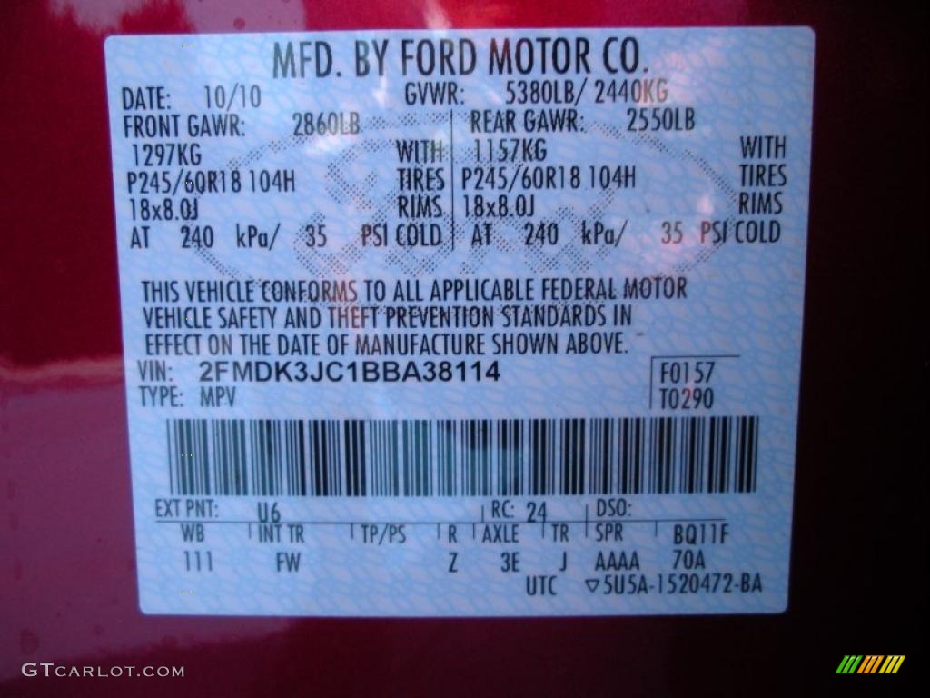 2011 Edge Color Code U6 for Red Candy Metallic Photo #38908606