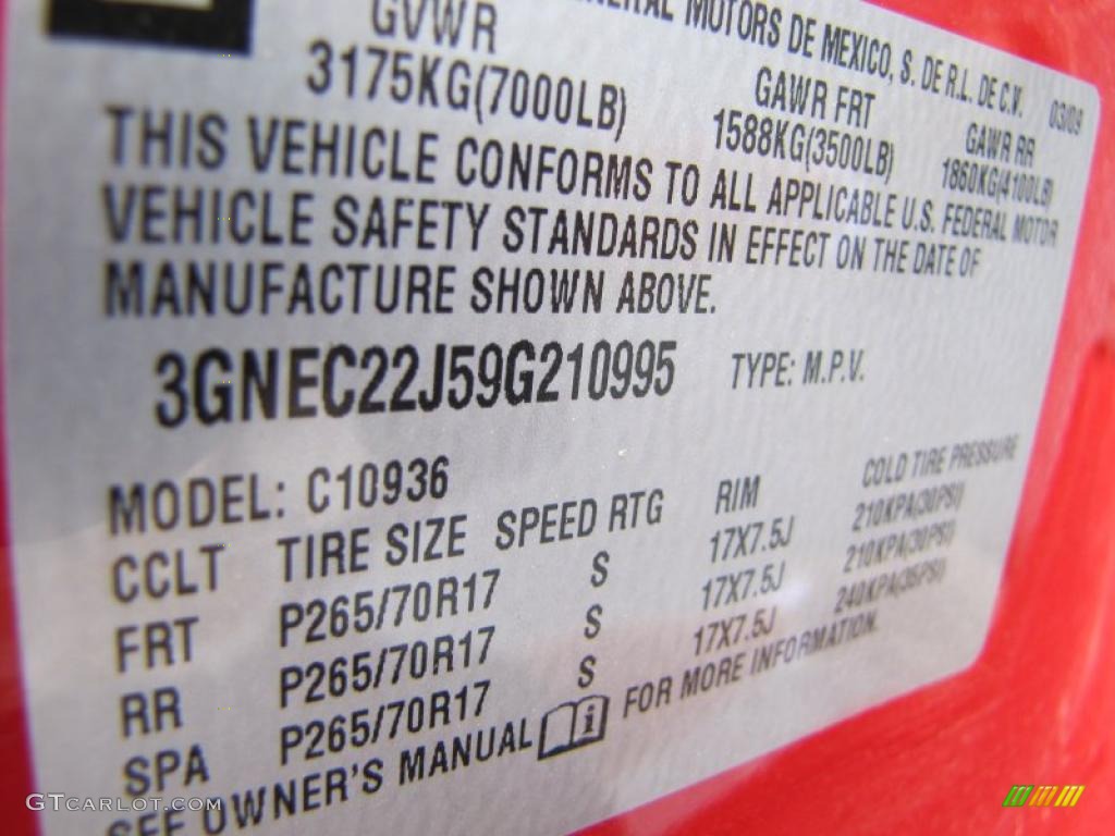 2009 Chevrolet Avalanche LT Info Tag Photos