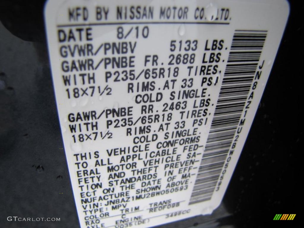 2011 Murano Color Code RAQ for Graphite Blue Photo #38911682
