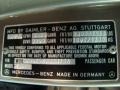 1989 Mercedes-Benz S Class 560 SEL Info Tag