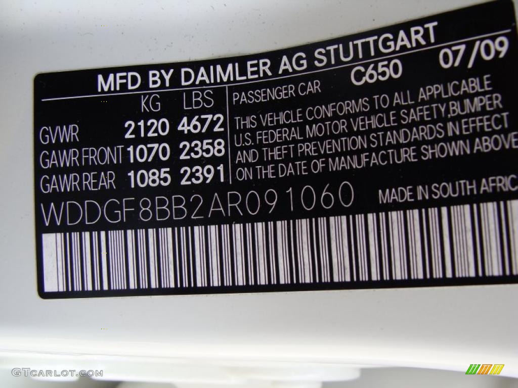 2010 Mercedes-Benz C 300 Sport 4Matic Info Tag Photo #38918986