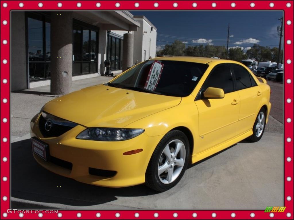 2003 MAZDA6 s Sedan - Speed Yellow / Black photo #1