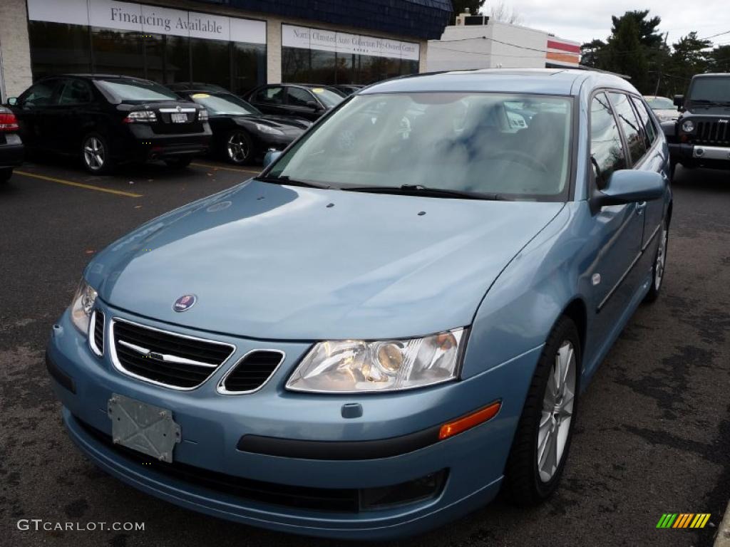 2007 9-3 2.0T SportCombi Wagon - Ice Blue Metallic / Black/Gray photo #1