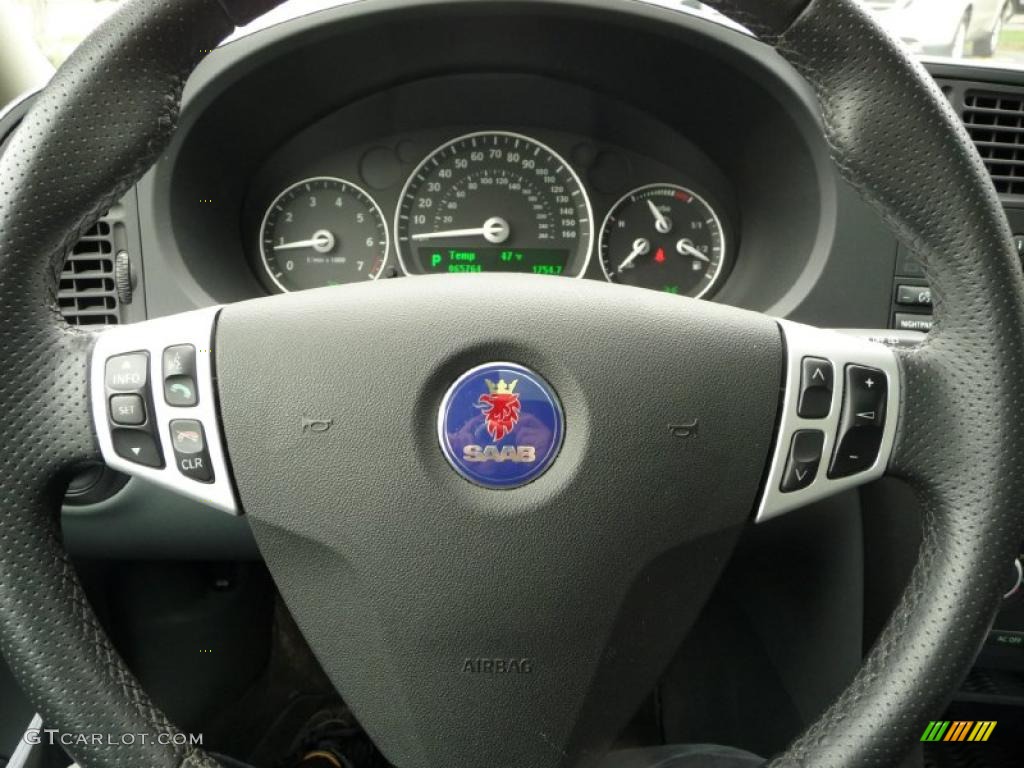 2007 Saab 9-3 2.0T SportCombi Wagon Black/Gray Steering Wheel Photo #38921414
