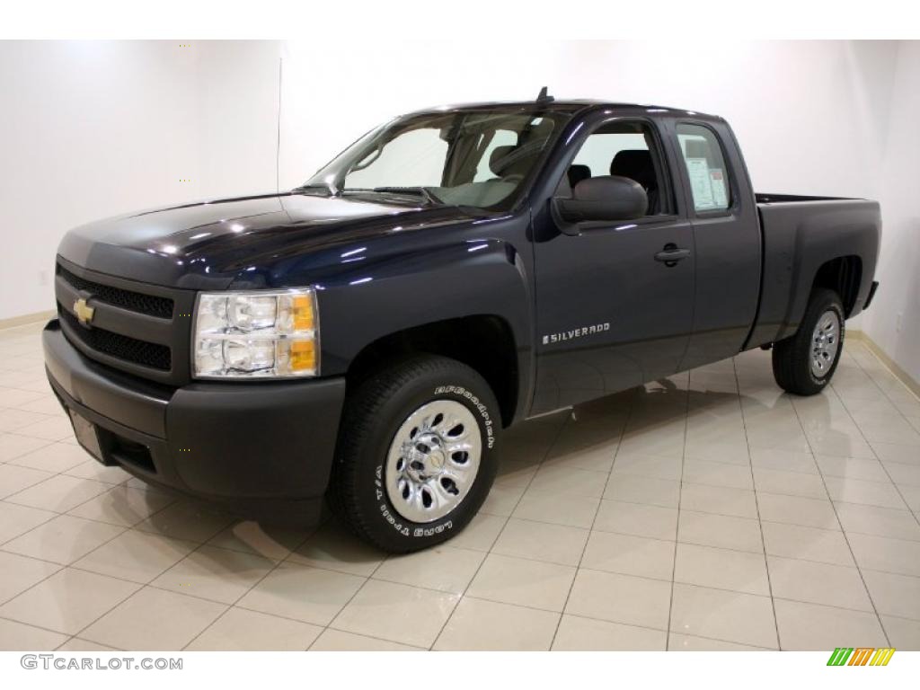 2008 Silverado 1500 Work Truck Extended Cab - Dark Blue Metallic / Dark Titanium photo #3