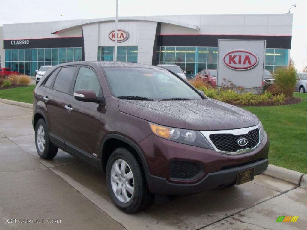 2011 Sorento LX AWD - Dark Cherry / Beige photo #1