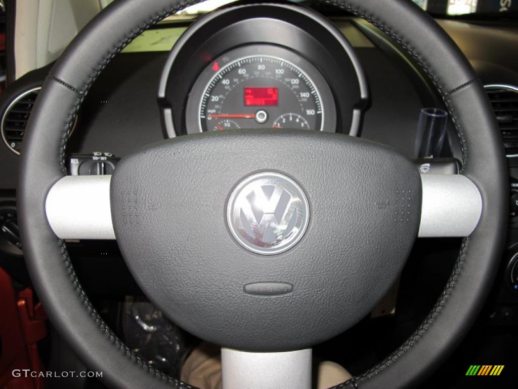 2010 Volkswagen New Beetle Red Rock Edition Coupe Black Steering Wheel Photo #38930382
