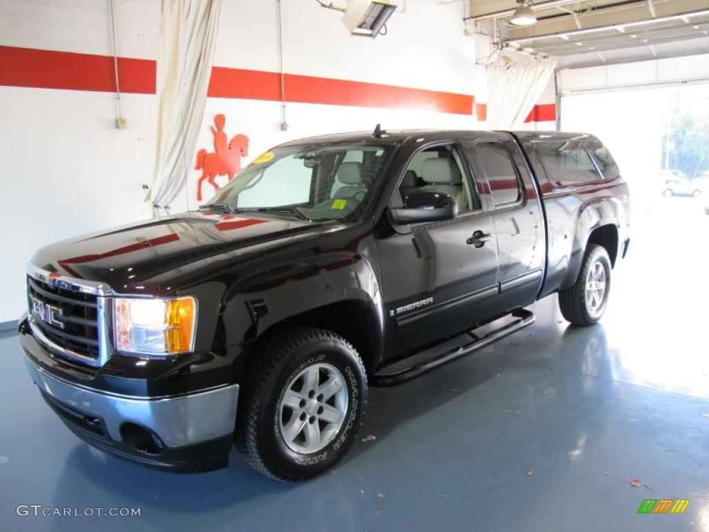 2008 Sierra 1500 SLT Extended Cab 4x4 - Onyx Black / Light Cashmere photo #1