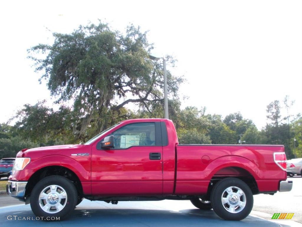 2010 F150 XLT Regular Cab - Red Candy Metallic / Medium Stone photo #2