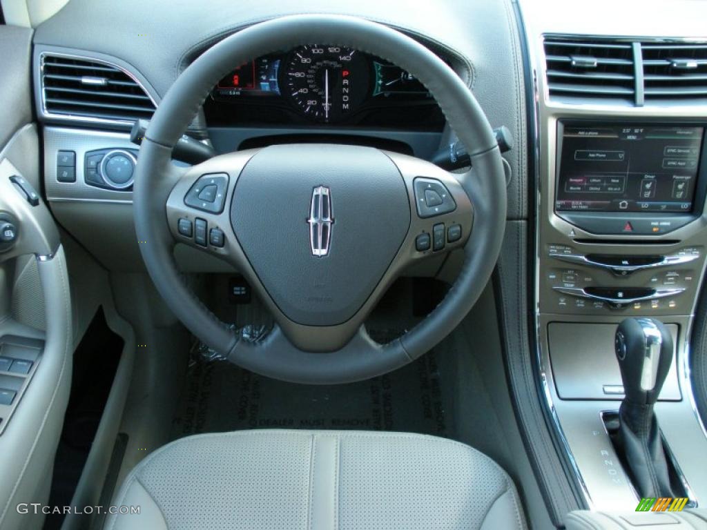 2011 Lincoln MKX FWD Medium Light Stone Steering Wheel Photo #38937126