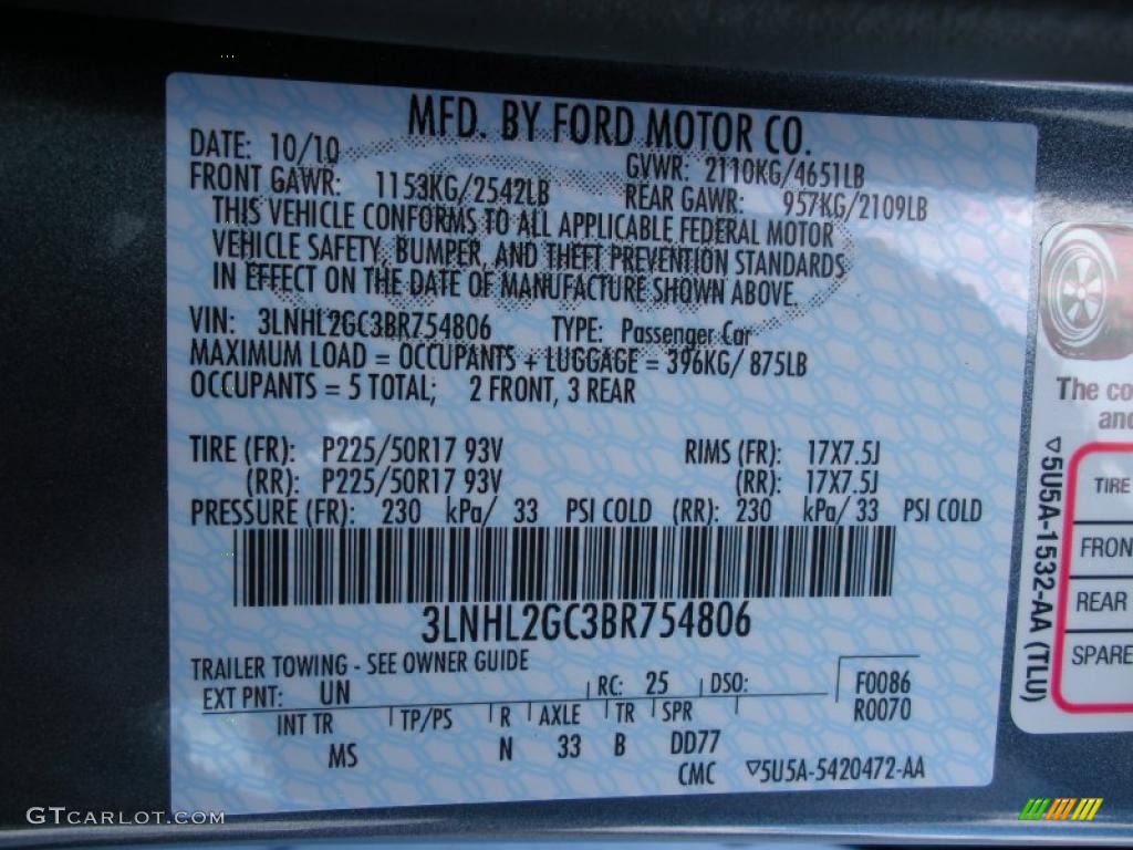 2011 MKZ Color Code UN for Steel Blue Metallic Photo #38937406