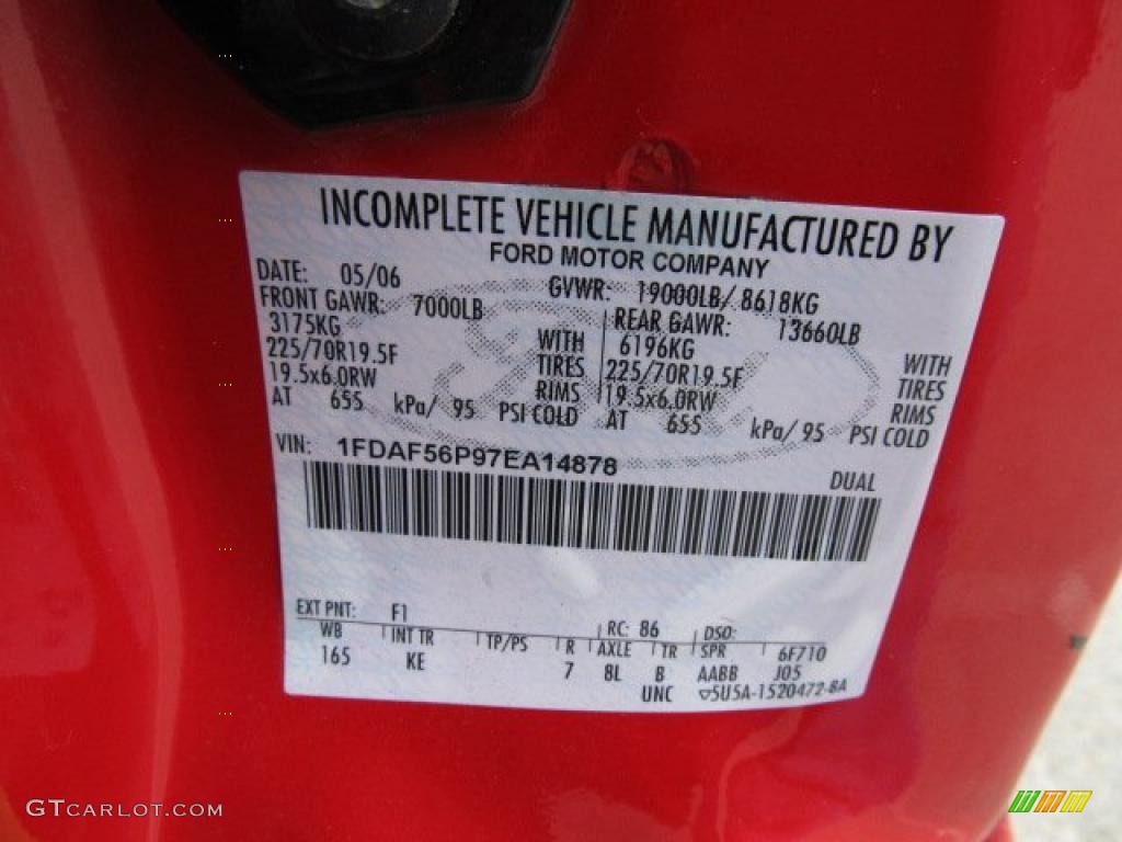 2007 F550 Super Duty Color Code F1 for Red Photo #38938742