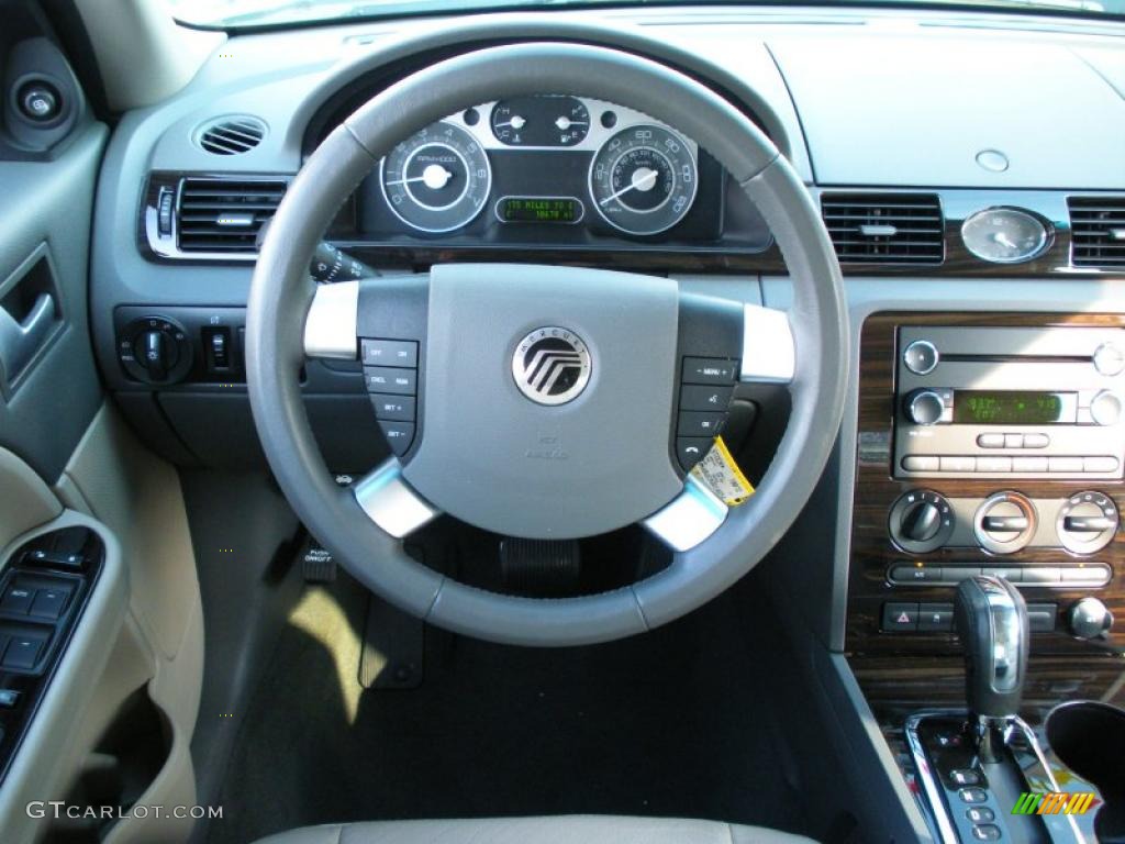 2009 Mercury Sable Sedan Medium Light Stone Steering Wheel Photo #38939162